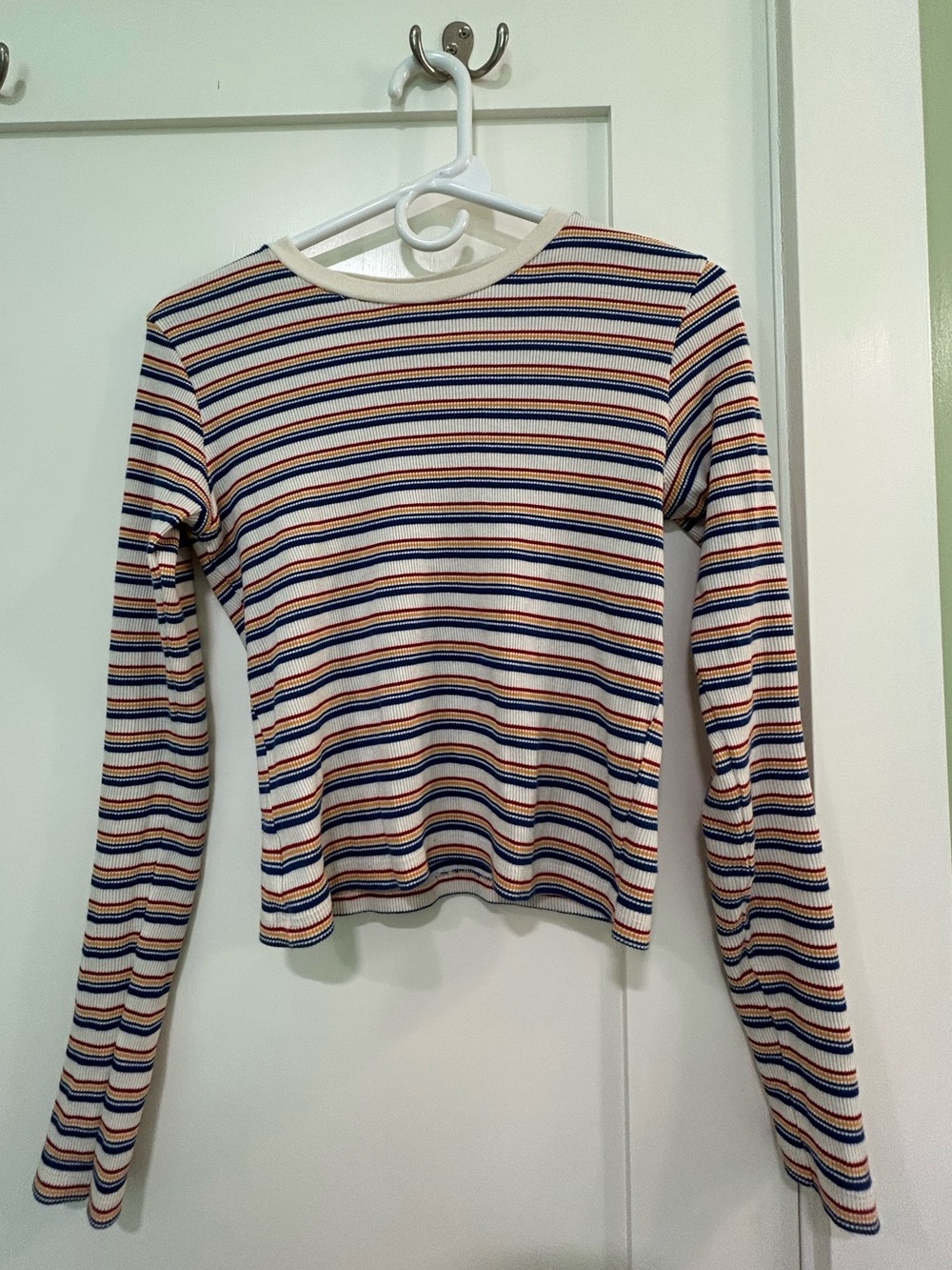 Brandy Melville Striped Long Sleeve Crop Top